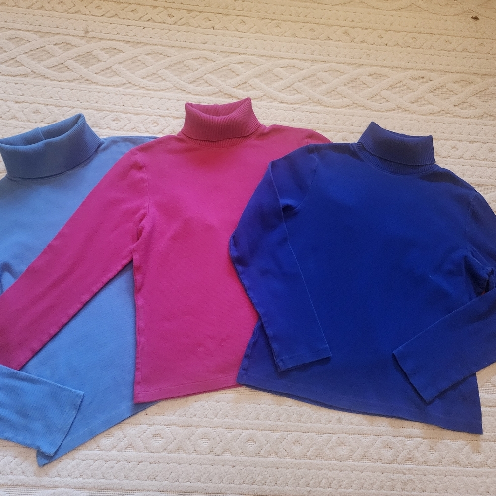 M Rafaella Women's Long Sleeve Turtleneck Tops - Blue, Pink, and Royal